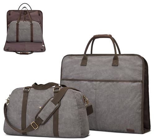 S-ZONE Kleidersack Unisex 2-In-1 Umwandelbarer Canvas Anzugtasche mit Kulturbeutel