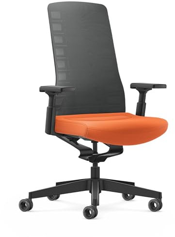 Interstuhl Bürostuhl Pure Active Edition - Der Bürostuhl der Sich Gewicht und Bewegung anpasst - ergonomische Smart-Spring Technologie - Made in Germany (4D-Armlehne, Anthrazit | Orange)