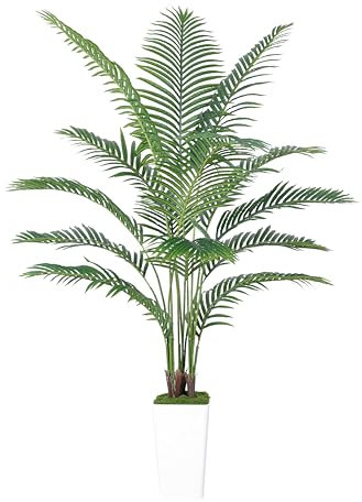 Palmier Artificiel Arnusa en Pot Blanc 180cm, Plante Artificielle Areca Interieur, Arbre Artificiel Décorative Vert pour Salon Balcon Chambre Bureau (1, Pot Blanc, 180cm)
