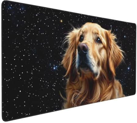 Mouse Pad for Office Work, Gaming Mouse Pad Desk Pad, Extended Mouse Mat, Stitched Edges Mousepad, Large Mouse Mat, Keyboard Pad,Gaming Mouse Mat 31.5x15.7x0.12 inch, Golden Retriever Animals Y-10617