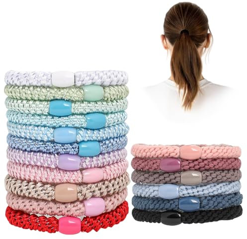 17 Stück Haargummi Original, Haargummis Mädchen Elastische Zopfgummis Ohne Metall Geflochten Haargummi Armband für Damen für Dünnes Dickes Mittleres Langes Haar