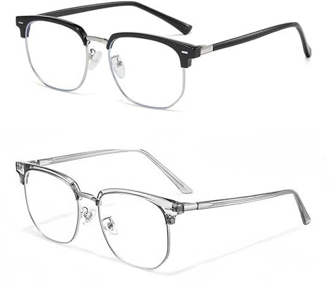Hioseyre 2-Piece Blue Light Blocking Glasses - Men & Women, Anti-Glare Gaming & Computer Glasses with Blue Light Filter