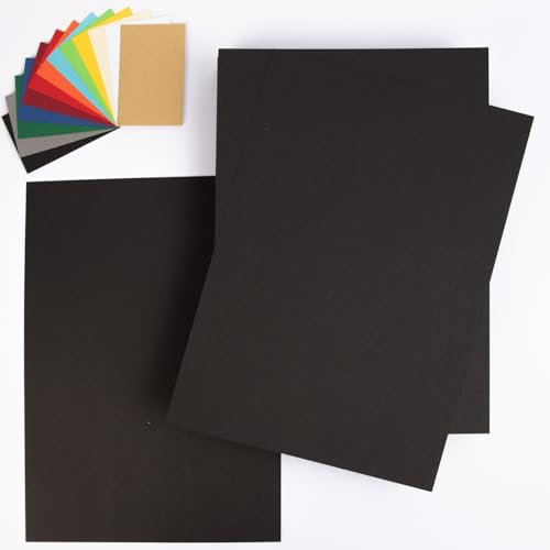 PresentFill® Tonkarton A4 Schwarz | 50 Blatt | 210g/m² | Bastelkarton aus 100% Recycling Kraftkarton | Made in Germany | Farbkarton | Bastelpappe zum basteln | bemalen | zeichnen