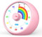 Cronómetro Visual Infantil, Cuenta atrás de 60 Minutos en la Cocina de la Oficina del Aula, gestión del Tiempo Infantil del cronómetro, operación silenciosa, patrón arcoíris del cronómetro (Rosa)