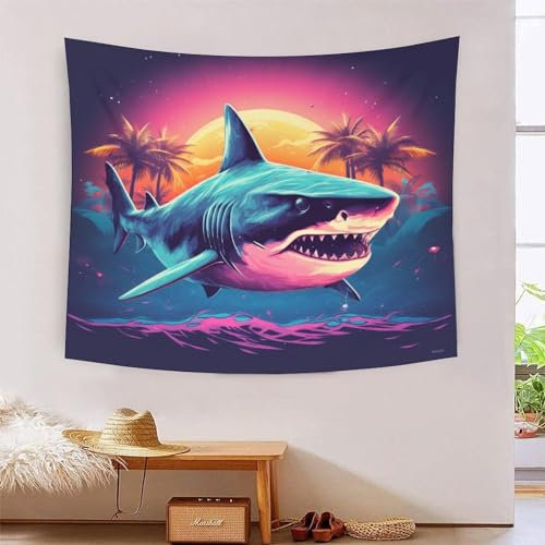 AQOVARLUX 3D Druck Hai Wandteppiche Poster Ornament Wandbehang Wandteppich Wanddeko Wandbehang Für Wohnzimmer Dekor,Schlafzimmer Tapisserie 100cmx150cm