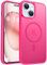 PuyaTeya für iPhone 15 Hülle, mit Magnetisch, Militärschutz Transluzent matt stoßfest Anti-Kratzen/Anti-Fingerprint/Anti-Glatte Handyhülle für iPhone 15 (Neon Pink)