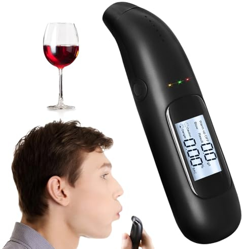 tlidfgeo Tragbarer Alkoholtester, Polyiezeigenau mit blauem LCD-Display, professionelles Alkoholmessgerät, unnötiges Mouthpieces, Alkoholtest, für den persönlichen und professionellen Gebrauch