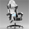 Precision Synergie Gaming Chair, Computer Chair for Adults with Footrest Headrest and Massage Lumbar Support Height Adjustable Gaming Chair 360° Swivel Seat for Home or Gaming (White & Black)