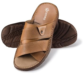 ESTRO Sandales Homme Cuir Été - Mules Homme Cuir Été Sandale Hommes avec Semelle Antidérapante s5