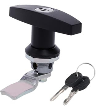 Serrure de porte à poignée en T, loquet de verrouillage avec 2 clés pour porte de garage, camion, camping-car, porte d'armoire (noir)