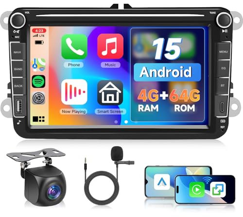 Hodozzy 4G+64G Android Radio para VW Passat Golf Jetta EOS Polo Touran Seat Sharan, Pantalla Táctil de 8 Pulgadas con Carplay Inalámbrico Android Auto GPS Wifi Bluetooth FM/RDS Radio DSP Canbus Cámara
