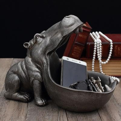 Key Bowl for Hallways Hippo Candy Dish 8in Wide Mouth Resin Funny Candy Dish Candy Bowl Holder Home Decor Key Holder Jewelry Tray Key Fob Halloween Candy Bowl Weired Gift