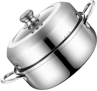 UKCOCO Olla De Sopa De Acero Inoxidable Vaporera Multifuncional Hogar Color Plateado Para Cocina