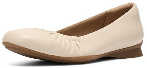 Clarks Women's Jazmynn Lo Ballet Flat, Cream Leather, 10