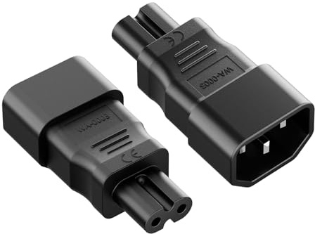 MejaRizon 2 Stück IEC 320 C14 Netzteil Adapter auf C7, Stromadapter, Netzadapter C7 Euro-8 Stecker auf C14 Kaltgeräte-Buchse Adapter 3-pin auf 2-pin, 3-polige auf 2-polige Konvertersteckeradapter
