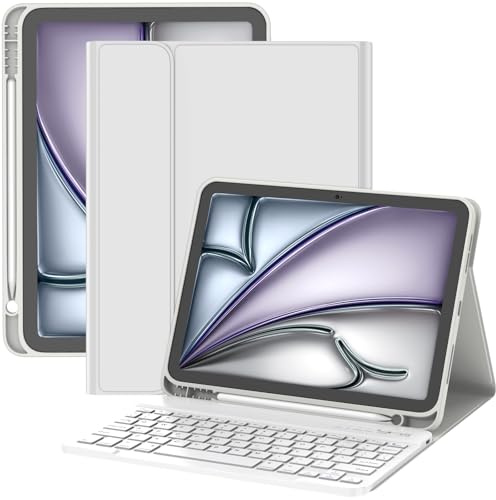 TQQ Keyboard Case for iPad Air 11 Inch, Built-in Pencil Holder | Detachable Bluetooth Keyboard Case for iPad Air 11 M4/M3/M2, Pro 11 4/3/2/1 Gen, Air 5/4 Gen 10.9, UK Layout
