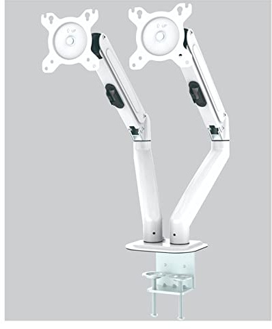 Monitor Arm, Dual Monitor Desktop Mount Bracket For 13 To 27-Inch LCD Screens Rotate & Tilt Adjust Two-Arm Desk Stand Support(Bianco)