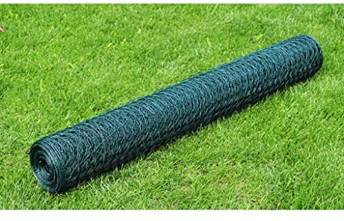 QJBSAVVA Maschendrahtzaun 25 m x 0,5 m PVC beschichtet Waldgrün robustes Drahtzaun Gartenzaun für Hühnergehege Kaninchen Volieren Garten und Weidezaun wetterfestes Hasengitter