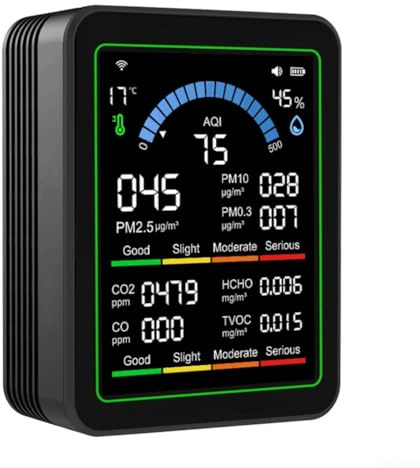 Gettimore for TUYA WiFi 10-in-1 Air Quality Monitor Carbon Dioxide, PM2.5, Temperature and Humidity with TFT Screen