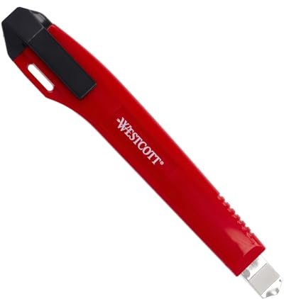 Westcott Cuttermesser PREMIUM 9mm | Profi Cutter aus Karbonstahl SK7 | Klingenführung aus Metall, Kunstoffgehäuse | Raterautomatik & Abbrechhilfe | inkl. 2 Ersaktzklingen | E-84001 00