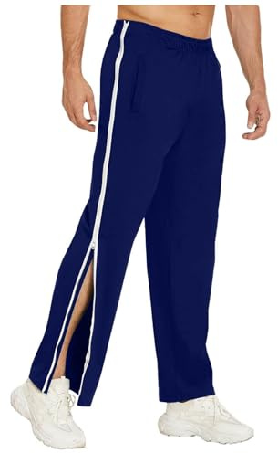 Figdews Reha Hose Herren Damen Seitlich Zu Öffnen Baggy Trainingshose mit Seitlichem und Reißverschluss Am Bein Weites Bein Schnellfickerhose Sporthose Freizeithose Breite Jogginghose
