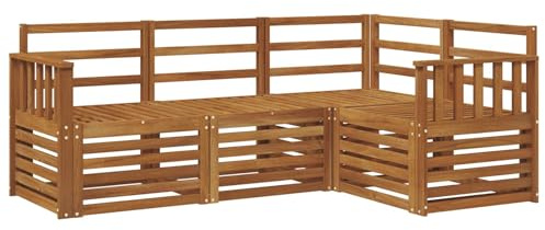 vidaXL Sofagarnituren 4 pcs Natur Massivholz Akazie, Outdoor Sofa, modernes Möbel, robuster Terrassen-Lounge, Garten, Sitzgelegenheit für Wohnzimmer-Set