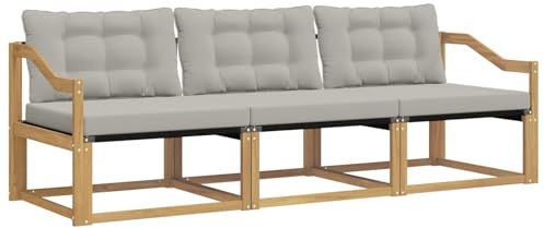 vidaXL Outdoor-Sofagarnitur mit Kissen 3 pcs Weiß und Hellgrau, Outdoor Sofa, Gartenmöbel, modernes Ecksofa, Terrasse Lounge, komfortable Sitzgelegenheit