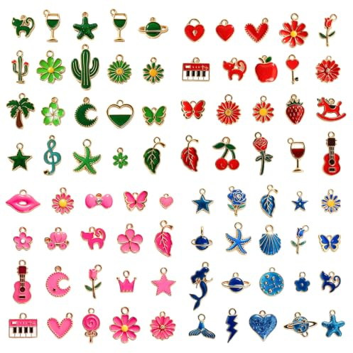 Bubuny 80 Stück Charms Anhänger Set Mini Charms Anhänger für Schmuck | Charms Anhänger für Schmuck, Schmuck Selber Machen Charm DIY Armband zum Bastelset Deko Schmuckherstellung
