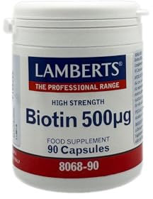 Lamberts Biotin 500ug - 90 Capsules - High Strength Vitamin B7 Supplement