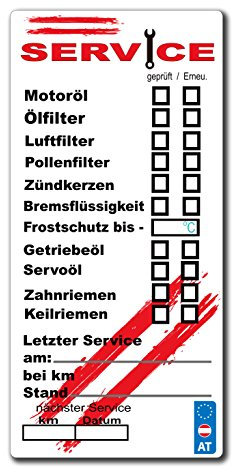 EMBROIDERY KING 108 x Service Aufkleber Inspektion oelwechsel frostschutz Austria Flag Sticker Auto Motorrad Pick Up - 100 x 48 mm