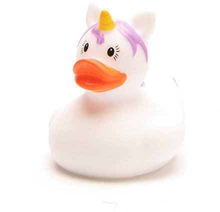 Mini-Quietscheente Einhorn Weiss I Badeente I L: 4,5 cm