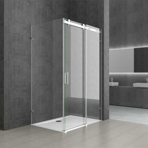Durovin Bathrooms 1500 x 1000mm L Shape Rectangular Frameless Shower Enclosure - Sliding Door - 8mm Safety Clear Glass