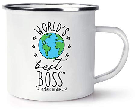 World's Best Boss Retro Emaille Becher Tasse