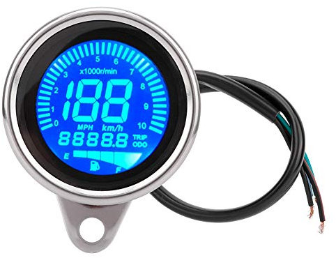 Geschwindigkeitsmesser, Duokon Motorrad LCD Meter Universal Tachometeranzeige Kilometerzähler DC 12 V 0-199km / h(Galvanisiertes Silber)