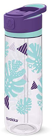 Quokka Quick SIP Tropicool Bouteille d'eau de sport réutilisable en Tritan sans BPA Ouverture facile avec bouche en silicone anti-goutte 830 ml