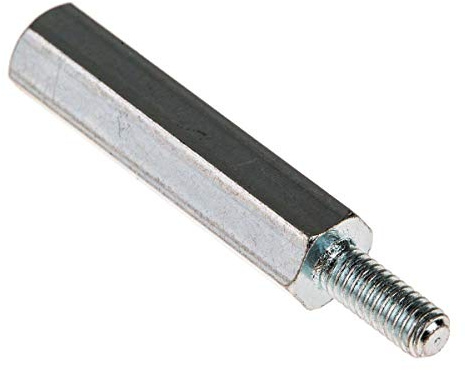 RS PRO Abstandhalter, Länge 30 mm, Gewindelänge 10 mm, Stahl, Sechskant M4 M4, 7 mm 15 mm, Packung a 50 Stück