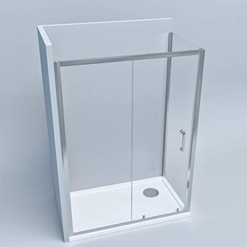 Box doccia a 2 lati porta scorrevole con lato fisso cabina profilo cromato cristallo trasparente 6 mm altezza 195 (80 x 160)