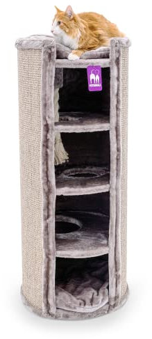 Petrebels Kratztonne XXL Premium Qualität, Superdome 120 cm hoch, Ø 50 cm, Design Kratztonne für große Katzen, extra Breit für Ultimative Stabilität, Farbe Cappuccino