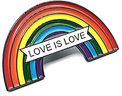 LGBT Gay-Pride-Anstecker im Regenbogen-Look mit der Aufschrift „Love is Love“, emaillierte Anstecknadel aus Metall