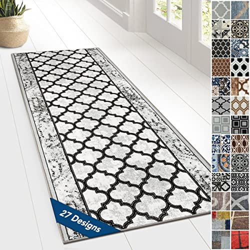 Floordirekt Teppichläufer mit Muster - maßgefertigter Feinschlingen Teppich Läufer für Küche, Flur & Wohnraum - Ornament Vintage Orient Gitter (80 x 300 cm, Limerick)