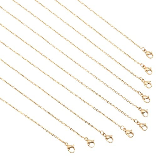 UNICRAFTALE 10pcs 40.5cm Kabelhalskette Kette Mit Karabinerverschluss Edelstahl Kabelhalskette Mit Farbe Gold Metallkette Für DIY Halskette Schmuckherstellung Breite 1.6mm