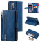 EYZUTAK Handyhülle für Samsung Galaxy A53 5G Hülle,Flip Case Lederhülle Reißverschluss Magnetverschluss Brieftasche mit 9 Kartenfächern Standfuntion Retro Matt Ledertasche-Blau