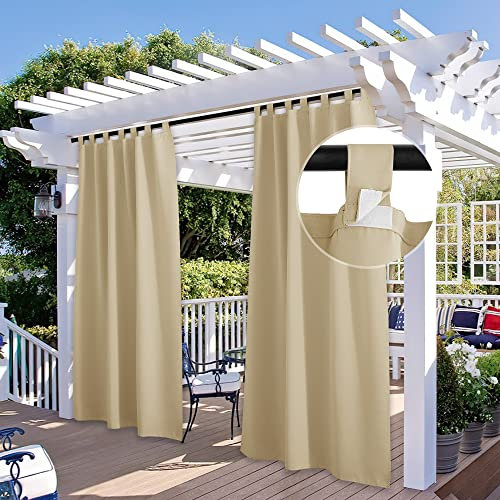 StangH Outdoor-Vorhänge für Schiebetür, wasserdicht, verdunkelnd, hitzebeständig, für Wohnzimmer, Kinderzimmer, Sichtschutz-Trennwände für Poolside, Baldachin, Pavillon, Veranda, B52xL108, 2 Paneele