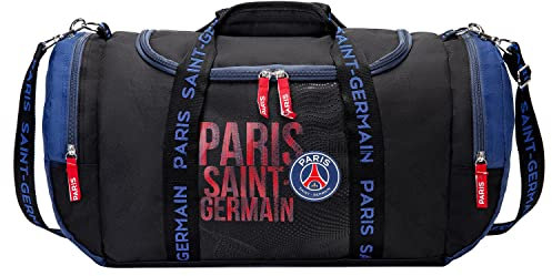 PARIS SAINT-GERMAIN Kleine Sporttasche PSG, offizielle Kollektion, Schwarz, 26 x 50 x 26 cm