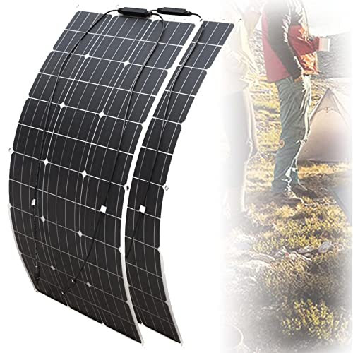 BEZAX 600W Kit De Panneau Solaire Souple Monocristallin 2 Pcs 300W 18V Panneau Solaire Photovoltaïque Module 40A Contrôleur pour Car Caravan Home Garden