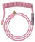 Ranked Coiled Keyboard Cable | Handcrafted Double-Sleeved Braided Cable | USB Type C to A | 5-Pin Aviator Connector for Custom Mechanical Gaming Keyboard | Support Fast Charge 20W (Pink)