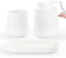 BosilunLife White Bathroom Accessory Set - 3 pcs Ceramic Bathroom Soap Dispenser Set Farmhouse Bathroom Counter Decor Set Accessories, Soap Dispenser and Toothbrush Holder, Tray (White Liquid)