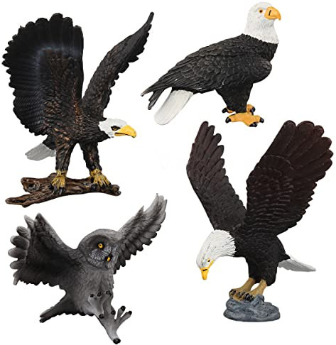 LICHENGTAI Safari Tiere Spielfiguren: Realistische Eule und Adler Wild Jungle Tiere Tierpark und Bauernhof Tierfiguren Set fr Kinder
