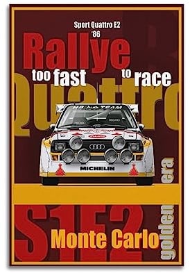 JONZA Rallye-Rennwagen-Poster für Audi Sport Quattro S1 E2 '86, dekoratives Gemälde, Leinwand, Wand- und Kunstbild, Familienschlafzimmer-Dekor, 30 x 45 cm
