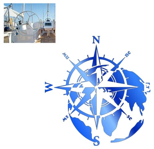 Kompass Aufkleber Kompassrose Aufkleber Windrose Aufkleber Navigation Aufkleber für Outdoor und Indoor (RP28) (9cm blau)